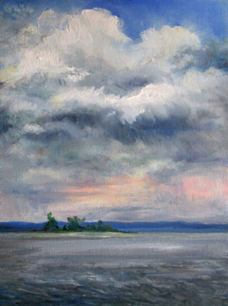 istock Painting, clouds over the Volga river, Russia 1270373306
