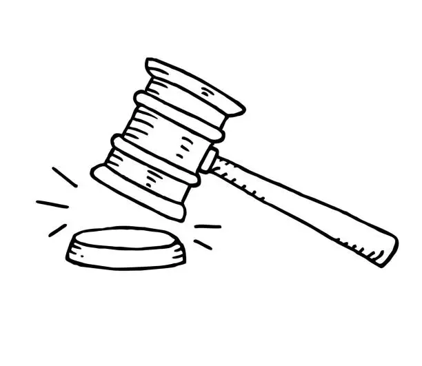 Vector illustration of Gavel sketch illustration