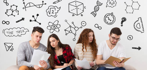 istock Young students preparing for exam over white background 1270378310