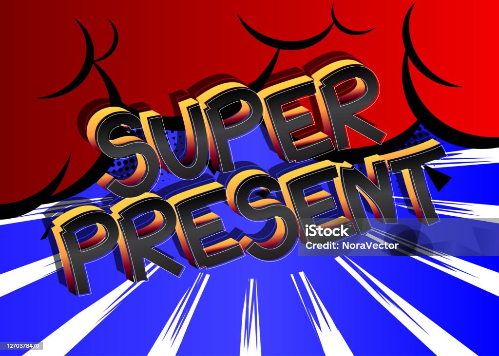 Present Comical Super Present Comic Book Style Cartoon Word Stock Illustration ...