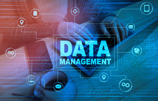 istock Business Data Management. Creative Collage With Woman Working On Laptop In Cafe 1270378693