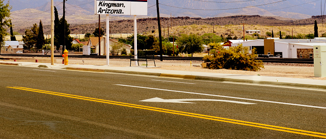 City street in the town of Kingman, Arizona, USA.