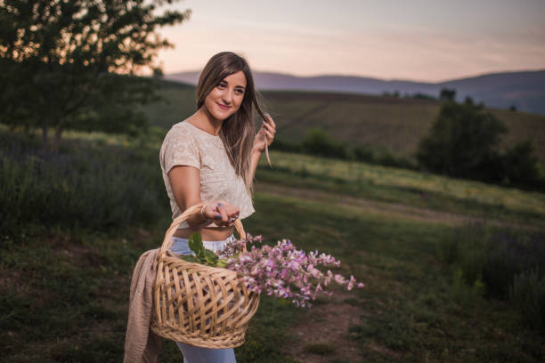 istock Smart looking sensual girl in lavender fields 1270380169