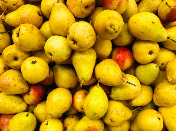 istock Fresh pears on market stall 1270380661
