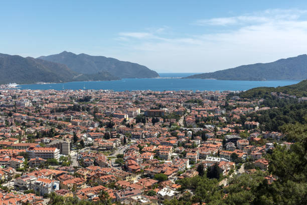 Aerial view of Marmaris City Town ,Marmaris, Mugla, Turkey