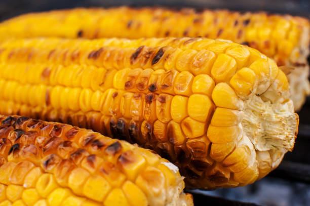 istock Ripe yellow grilled corn. Close-up. Macro 1270389860