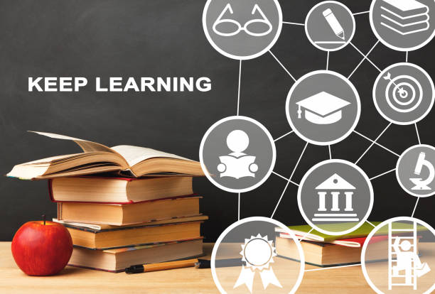 istock Books Lying On Desk, Educational Collage Over Black Background 1270394004