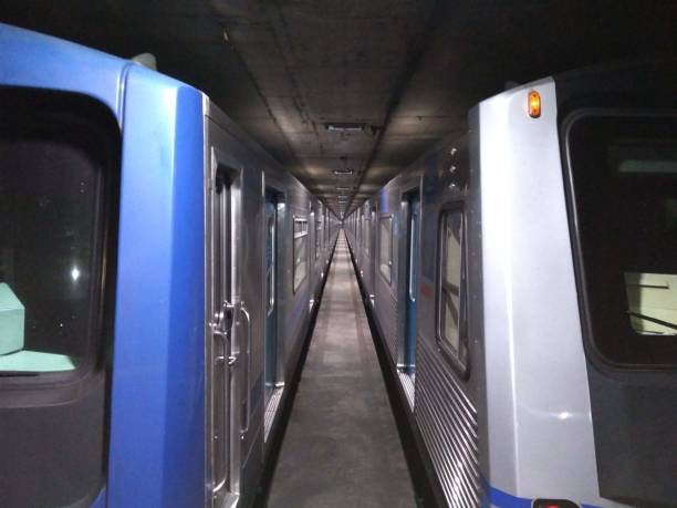 Corridor between trains at São Paulo subway company, Brazil