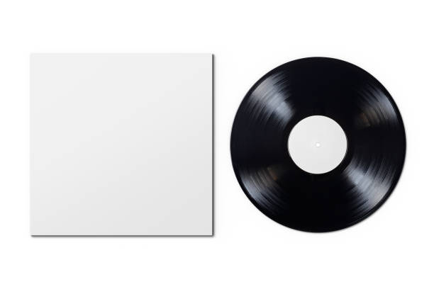 istock Vinyl LP record with cardboard cover on white background. 1270396143