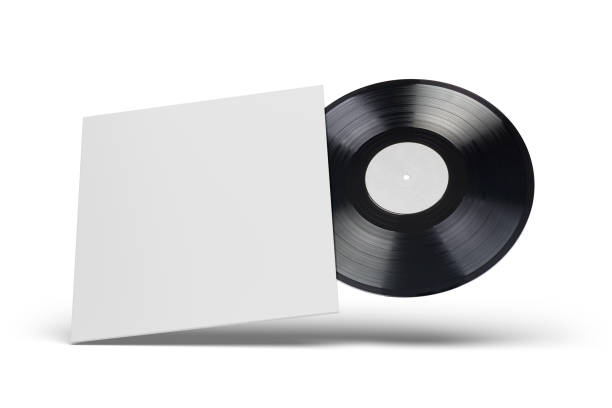 istock Vinyl LP record with cardboard cover on white background. 1270396199