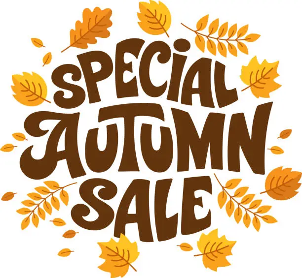 Vector illustration of Autumn sale vector background with leaves.