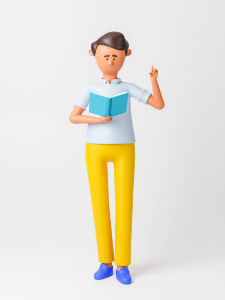 istock Cartoon character man reading a book. 1270402335