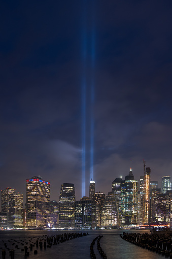 A view on the two lights in remembrance of 9/11 and the twin towers.