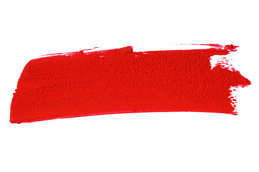 Red lipstick smear smudge swatch including Clipping Path. Makeup texture.