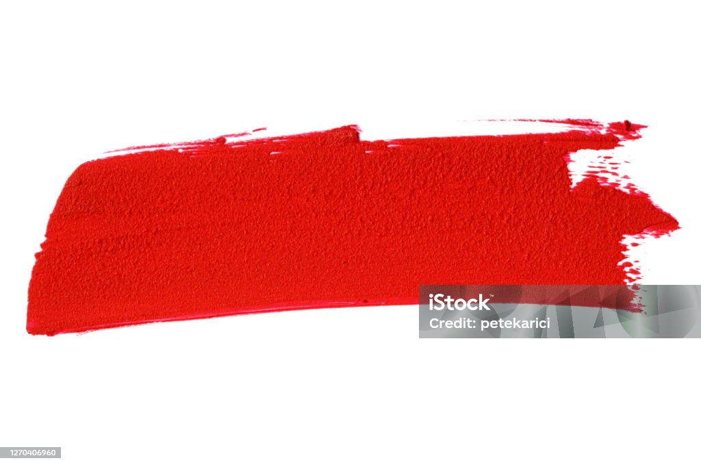 Red lipstick smear smudge swatch (Clipping Path) Red lipstick smear smudge swatch including Clipping Path. Makeup texture. Paint Stock Photo