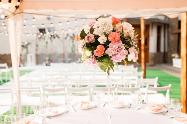 istock Tables for guests decorated at the banquet 1270408464