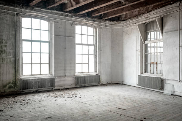 istock Abandoned school building interior with damaged floors and ceilings 1270415778