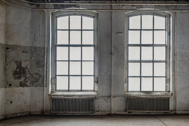 Abandoned factory building window