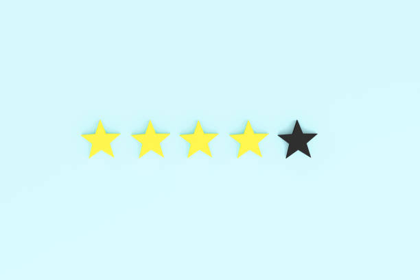 istock Service rating five star concept on blue background, 3D rendering. 1270418159