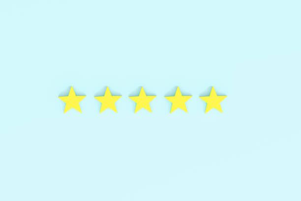 istock Service rating five star concept on blue background, 3D rendering. 1270418160