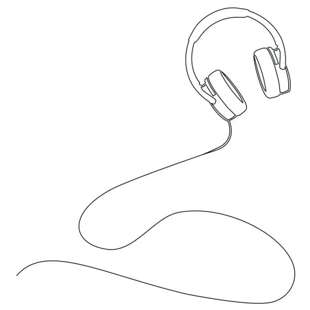 Vector illustration of singe line abstract vector illustration of stereo headphones