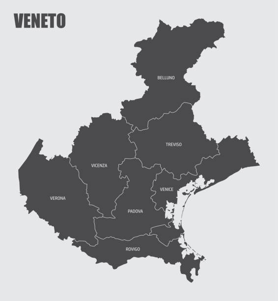 ilustrações, clipart, desenhos animados e ícones de mapa da região do veneto - veneto