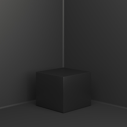 Black Friday podium, product display mock up on studio lighting background. 3D rendering illustration.