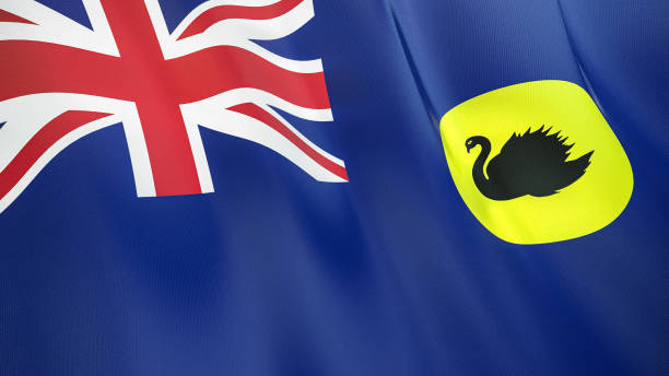 The flag of Western Australia 3D illustration. The waving flag of Western Australia . High quality 3D illustration. Perfect for news, reportage, events. western australia flag stock pictures, royalty-free photos & images