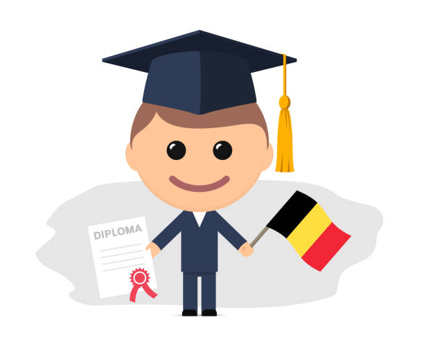 Ilustración de Graduado De Dibujos Animados Con Gorra De Graduación Con  Diploma Y Bandera De Bélgica y más Vectores Libres de Derechos de Bandera -  iStock