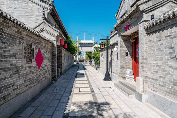 Chinese style courtyard and street view