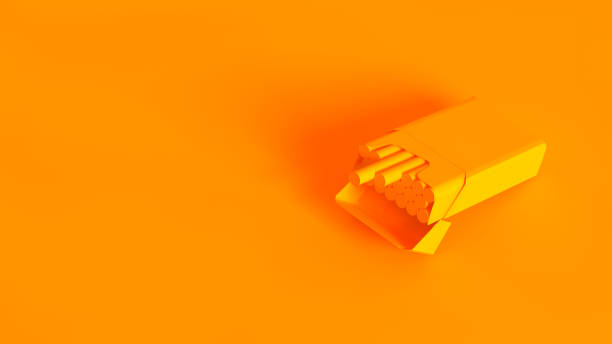 istock Concept stereoscopic image. Pack of cigarettes isolated on orange background. 1270429041