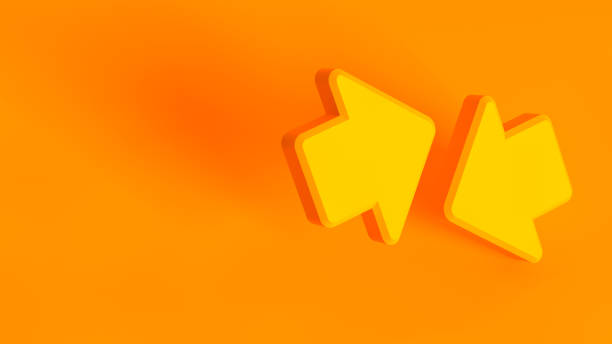 istock Concept stereoscopic image. Two 3d arrows isolated on orange background. 1270429705