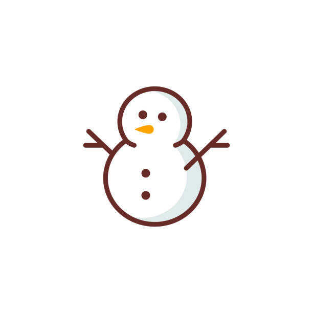 ilustrações de stock, clip art, desenhos animados e ícones de flat snowman icon - scarf hat green glove