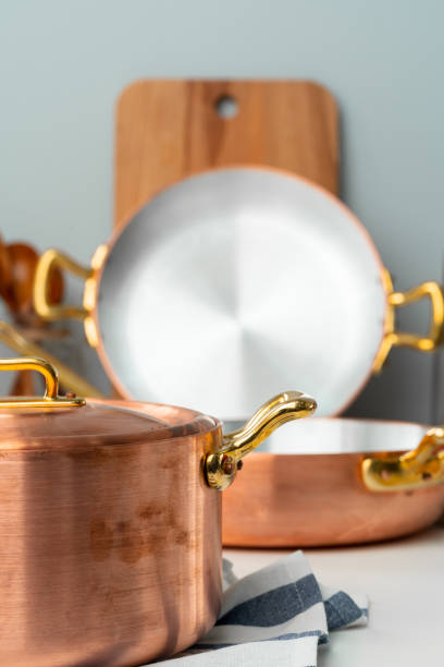 istock Close up of modern kitchen interior with copper cookware 1270430691