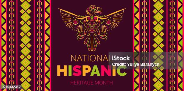 National Hispanic Heritage Month Celebrated From 15 September To 15 October Usa Latino American Poncho Ornament Vector For Greeting Card Banne Stock Illustration - Download Image Now