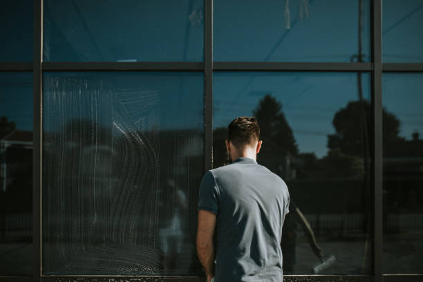 istock Window cleaner on his job 1270435597