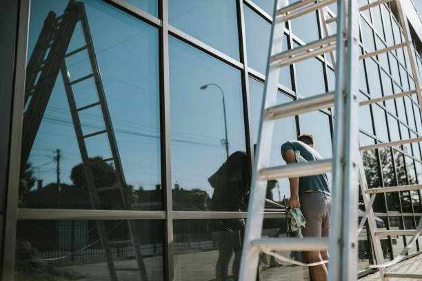 istock Window cleaner on his job 1270435947