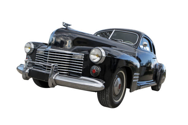 vintage car, close-up, dark background