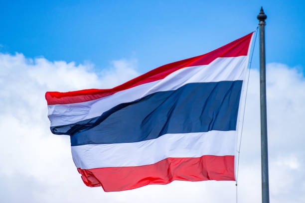 istock Thai National Flag with blue sky background 1270443063