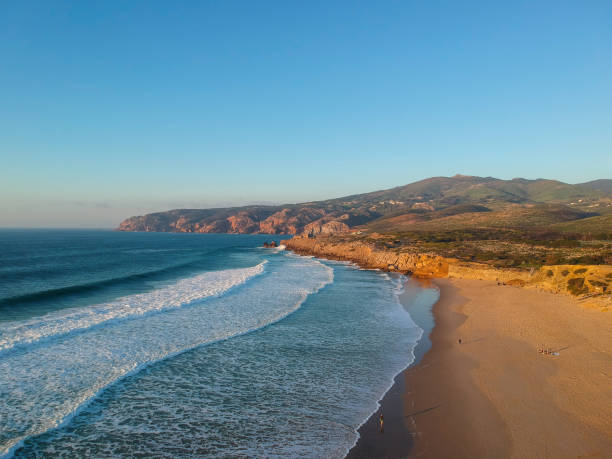 istock Aerial view from a beach at the sunset. Guincho beach 1270443385