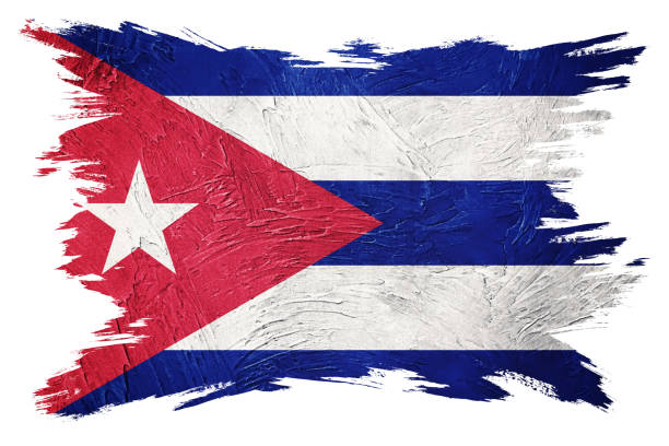 Grunge Cuba flag. Cuban flag with grunge texture. Brush stroke.