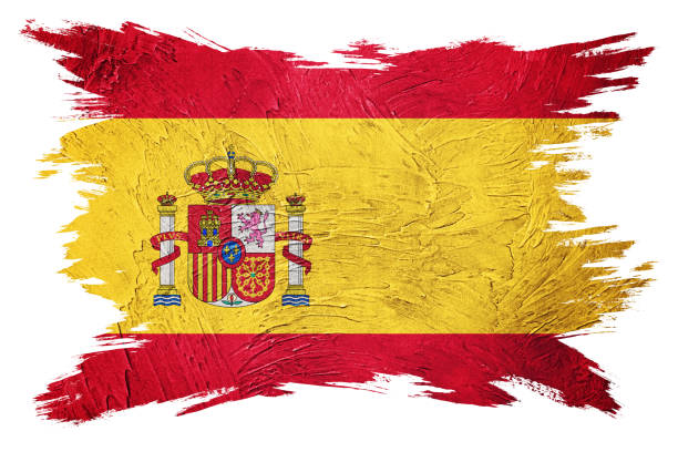 grunge hiszpania flaga. flaga hiszpanii z grunge tekstury. pociągnięcie pędzlem. - patriotism american flag flag retro revival zdjęcia i obrazy z banku zdjęć
