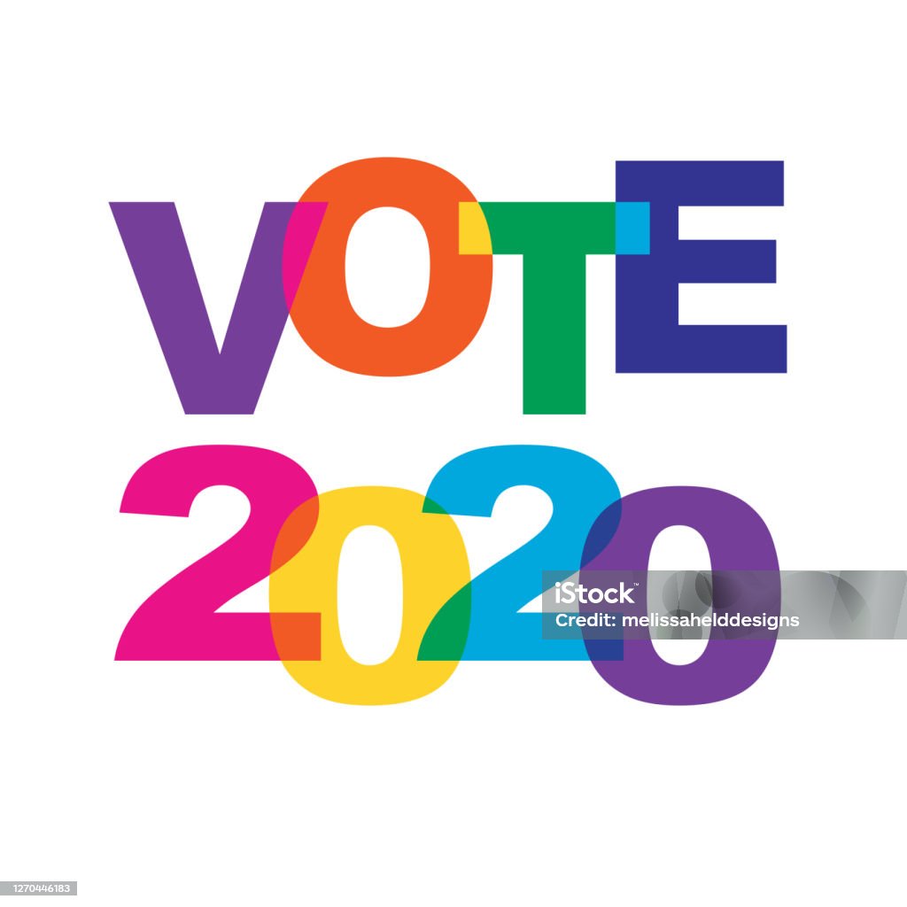 Vote Columns Color Vote 2020 Rainbow Colors Overlapping Vector Typography Stock ...