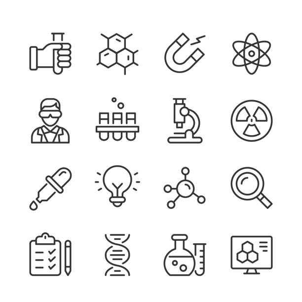 наука иконы - монолин серии - chemistry stock illustrations