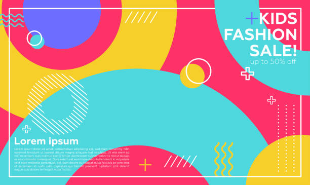 Editable Post Template Social Media Banners for Digital Marketing. Promotion Brand Fashion. Streaming. Kids concepts Sale, Backgrounds, Pattern, Web Banner, kids concept youth culture stock illustrations