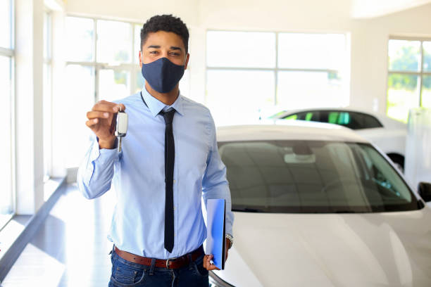 Car salesman working during the pandemic