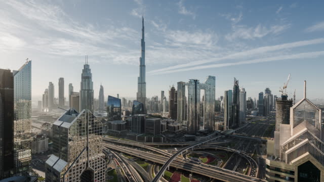T/L ZI Aerial View of Dubai Skyline / Dubai, UAE