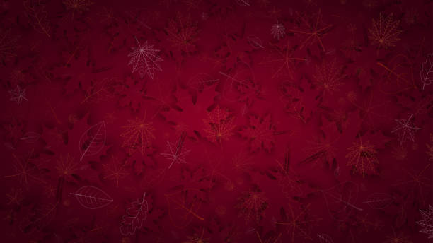 Autumn burgundy luxury background with fallen leaves vector art illustration