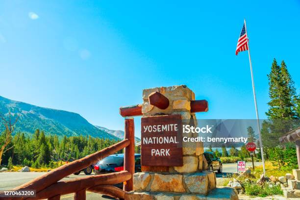 Entrance Gate Of Yosemite Np Stock Photo - Download Image Now - Yosemite National Park, Yosemite Falls, Building Entrance