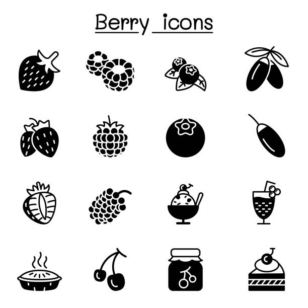 ягоды значок установить вектор иллюстрации графический дизайн - lime juice illustrations stock illustrations